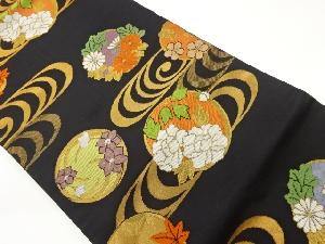 花丸文に流水模様織出し名古屋帯